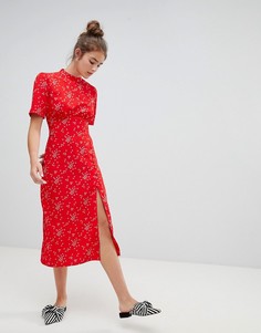 Чайное платье миди с пуговицами и принтом звезд ASOS DESIGN - Мульти