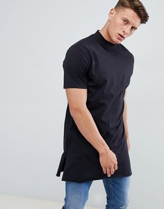 Свободная длинная футболка с разрезами по бокам ASOS DESIGN - Черный