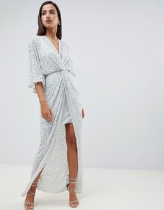 Платье-кимоно макси с пайетками ASOS DESIGN - Зеленый