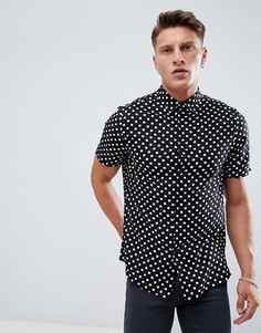 Черная рубашка классического кроя с принтом в горошек ASOS DESIGN - Черный