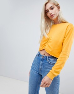 Укороченный свитшот с присборенной драпировкой ASOS DESIGN - Желтый