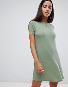 Платье-футболка в рубчик ASOS DESIGN - Зеленый