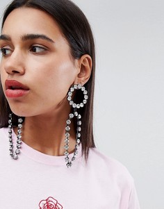 Броские серьги со стразами ASOS DESIGN - Серебряный