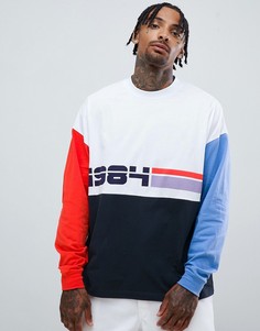 Oversize-лонгслив с принтом 1984 и контрастными вставками ASOS DESIGN - Белый