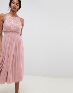 Платье миди с отделкой ASOS DESIGN - Розовый