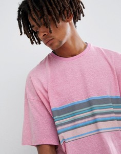 Oversize-футболка в стиле ретро с полоской на груди ASOS DESIGN - Розовый