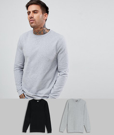 2 свитшота обтягивающего кроя (черный/хаки) ASOS DESIGN - Мульти