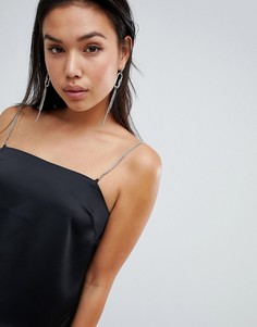 Атласный топ на бретелях с декоративной отделкой ASOS DESIGN - Черный