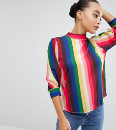 Блузка в полоску с объемными рукавами Boohoo - Мульти