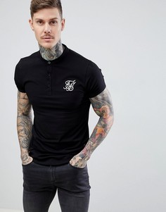 Черная обтягивающая футболка с воротником-стойкой SikSilk - Черный