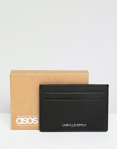 Черная кожаная кредитница с тиснением металлик ASOS DESIGN - Черный