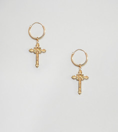Серьги-кольца из позолоченного серебра с подвесками в винтажном стиле ASOS DESIGN - Золотой