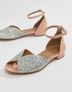 Балетки с открытым носком ASOS DESIGN Lozzy - Серебряный