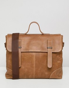 Светло-коричневый кожаный портфель ASOS DESIGN - Рыжий