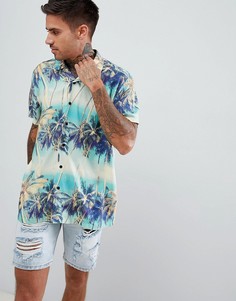 Оversize-рубашка с отложным воротником и гавайским пальмовым принтом ASOS DESIGN - Синий