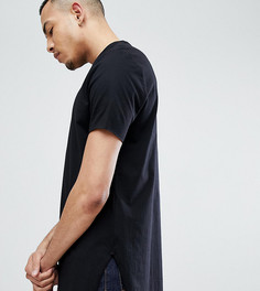 Длинная черная футболка с разрезами по бокам и необработанными краями ASOS DESIGN Tall - Черный