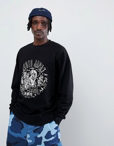 Черный свободный свитшот с принтом Kyoto ASOS DESIGN - Черный