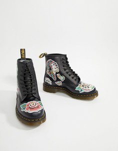Ботинки с принтом в виде татуировок Dr Martens X Chris Lambert 1460 - Черный