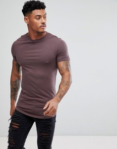 Удлиненная облегающая футболка с асимметричным краем ASOS DESIGN - Фиолетовый