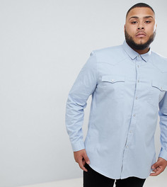 Голубая облегающая рубашка в стиле вестерн ASOS DESIGN plus - Синий