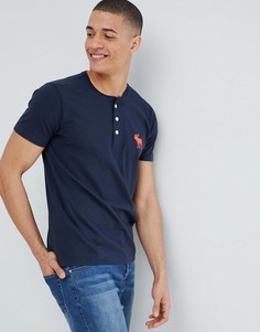 Темно-синяя футболка хенли с логотипом Abercrombie & Fitch - Темно-синий