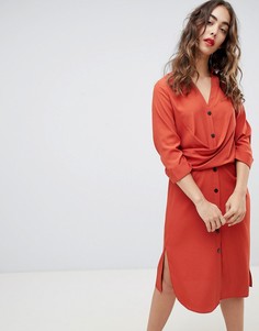 Платье-рубашка с драпировкой River Island - Оранжевый