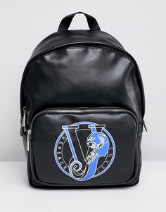 Рюкзак с синим логотипом Versace Jeans - Черный