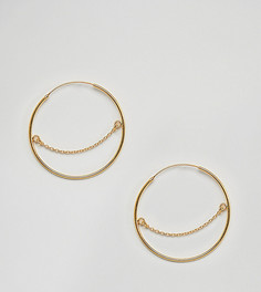 Позолоченные серебряные серьги-кольца с цепочкой ASOS DESIGN - Золотой