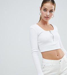 Белый кроп-топ с молнией Missguided Petite - Белый