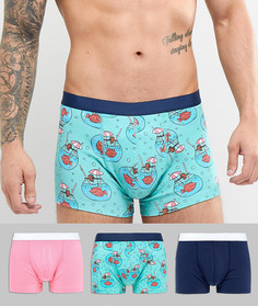 3 боксеров-брифов (с принтом рыб/др.) ASOS DESIGN - Мульти
