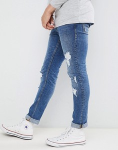 Узкие состаренные джинсы Jack & Jones - Синий