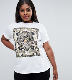 Футболка со звериным и платочным принтом ASOS DESIGN Curve - Белый