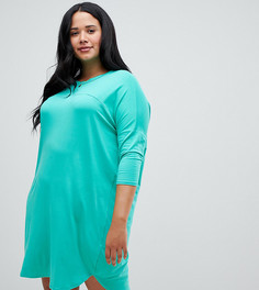 Платье-футболка в стиле оверсайз с отделочными швами ASOS CURVE - Зеленый