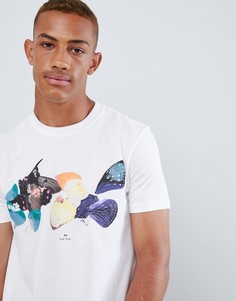 Белая футболка узкого кроя с принтом бабочки PS Paul Smith - Белый