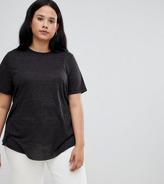 Черная футболка из ткани с добавлением льна ASOS DESIGN Curve - Черный