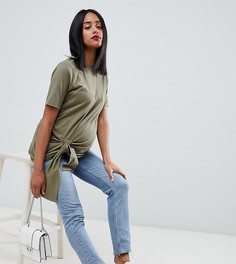 Футболка с узелком спереди ASOS DESIGN Maternity - Зеленый