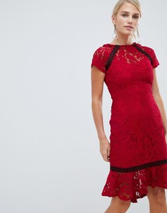 Кружевное платье с оборкой Paper Dolls - Красный