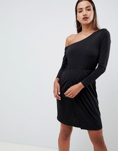 Платье мини на одно плечо с драпировкой ASOS DESIGN - Черный