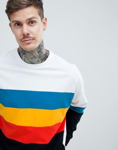 Удлиненный oversize-лонгслив в стиле колор блок ASOS DESIGN - Белый