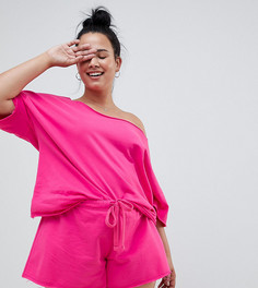 Свитшот с короткими рукавами и необработанными краями ASOS DESIGN Curve - Розовый