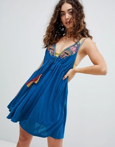 Платье с вышивкой и кисточками Free People Lovers Cove - Розовый