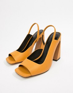 Кожаные босоножки на каблуке ASOS DESIGN Hinton Premium - Желтый