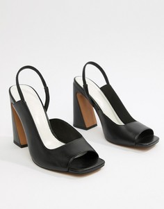Кожаные босоножки на каблуке ASOS DESIGN Hinton Premium - Черный