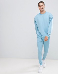 Голубой спортивный костюм из oversize-свитшота и супероблегающих джоггеров ASOS DESIGN - Красный