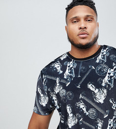 Свободная футболка из велюра с принтом статуй ASOS DESIGN Plus - Черный