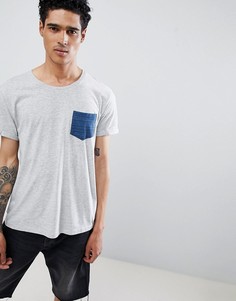 Футболка с полосатым карманом Esprit - Серый