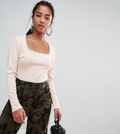 Боди телесного цвета с квадратным вырезом Boohoo Petite - Бежевый