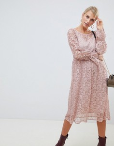 Свободное платье с кружевом Vila - Розовый