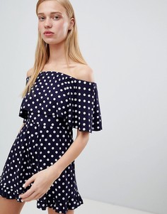 Ромпер в горошек с оборкой Daisy Street - Темно-синий