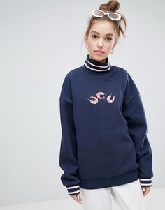 Свитер с отворачивающимся воротником Lazy Oaf - Темно-синий